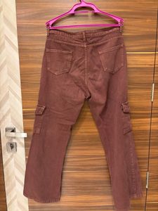 Brown Denim Wash cargo Jeans