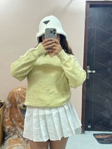 Cute Yellow Knit V-Neck Sweater