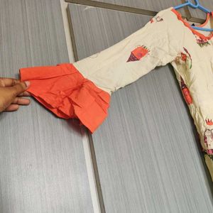 Beutiful Long Top With Frills Work On Hands