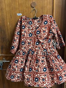 Mustard Colour Short Jaipuri Print Kurti