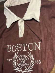 Boston Embroidered Polo Top