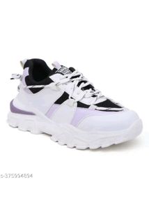 Stylish White & Purple Sneakers