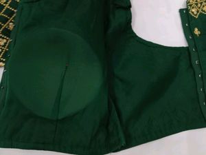 Partywear Bottle Green Heavy Work Blouse