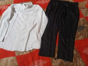 white check shirt with black pant