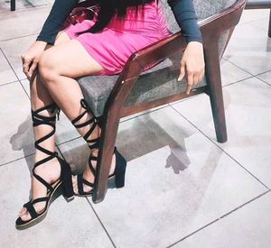 STALK Women Lace Up Block Heel Sandals