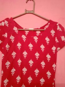 Rani pink &amp; White Printed Dress