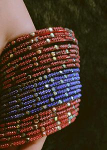Red Blue Maroon Bangles Set