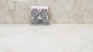 Silver Tone Jhumka Earrings