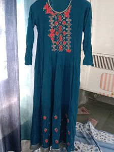 Embroidered Teal Maxi Dress