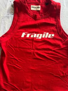 Red 'Fragile' Graphic Tank Top
