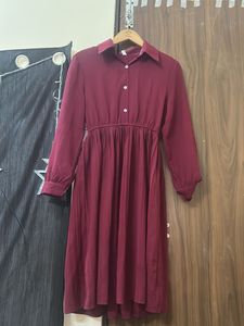 Maroon Shirt Dress