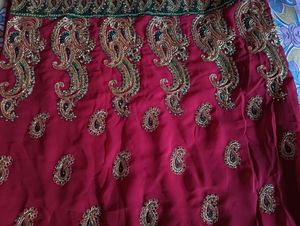 Marron Embroidered Saree With Stone Work