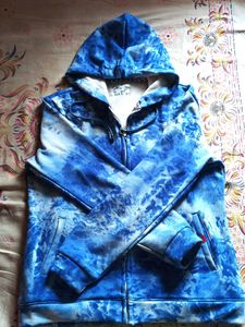 Blue woolen Tie-Dye Hoodie