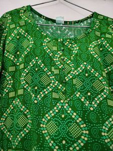 Green Bandhani Print Kurti
