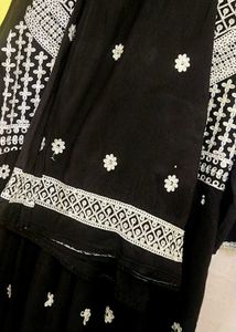 Black Embroidered Anarkali Suit