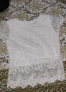 White Lace Short Sleeve Top