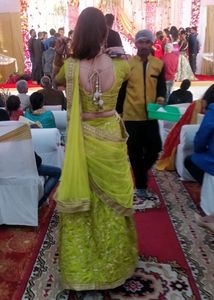 Lime Heavy Zari Work Lahenga Stiched Blouse