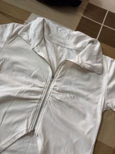 White Zip-Up Crop Top