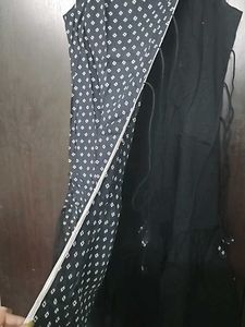 Black Long Dress With Front Design