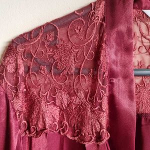 Elegant Maroon Silk Robe