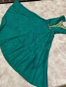 Teal Evening Gown with Heavy Work