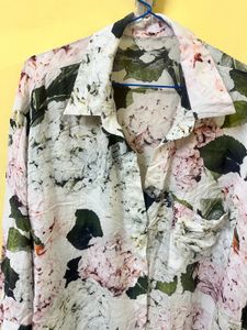 Floral Print Oversized Shirt