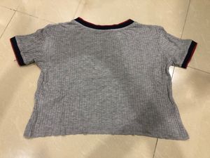 Grey Ribbed crop top