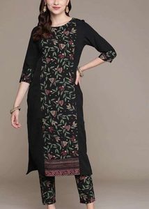 Floral Embroidered Black Dress