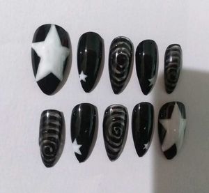 Press on Nails(Black Galaxy)