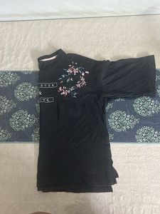 ONLY Women Black Floral Printed Pure Cotton Top