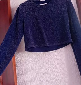 Sparkly Navy Cropped Top