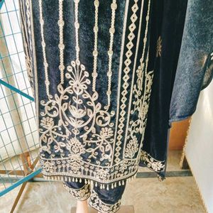 Elegant Black Velvet Embroidered Suit
