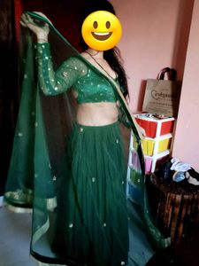 Green Full Sleeve Lehnga Choli