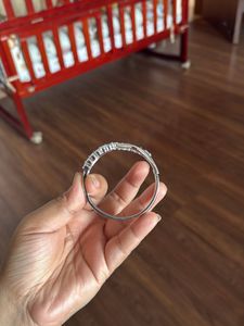 Rhodium-Plated  American Diamond Kada Bracelet