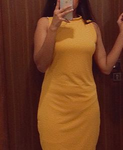 Yellow Ruched Bodycon Mini Dress