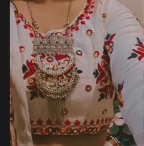 White &amp; Multicolor Mirror Work Chaniya Chol