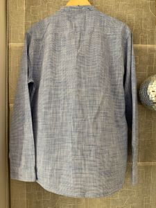 Blue Mandarin Collar Shirt