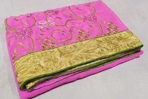 Pink Embroidered Saree Sale