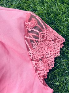 Coral Lace Sleeve Top