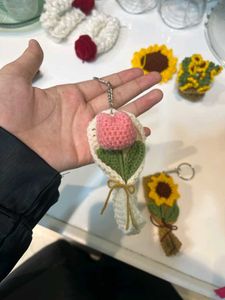 Crochet Flower Bouquet Keychain