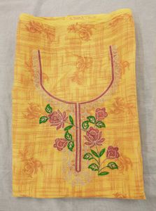 Yellow Embroidered Dress Material