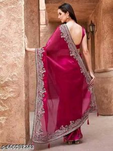 Elegant Pink Embroidered Saree