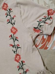 Denim Jeans And Casuals Beige Top