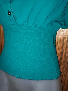 Teal Button Down Blouse