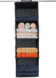 4 shelf Closet Organizer For Wardrobe Black