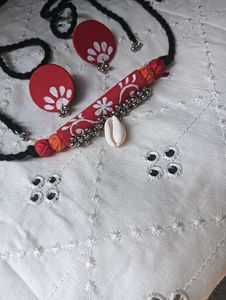 Red Floral Jewelry Set