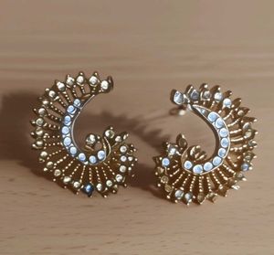 Vintage Rhinestone Spiral Earrings