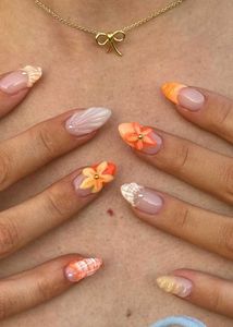 Burgundy Bow and Star Nails