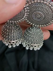 🥰Silver oxidise Jhumka earring for women