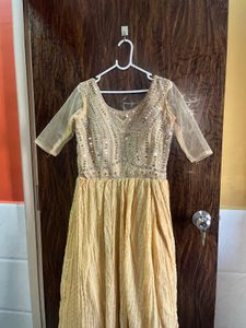 34 bust heavy golden gown with dupatta